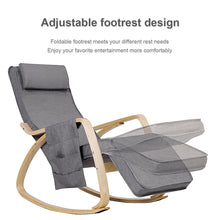 Load image into Gallery viewer, Gymax Rocking Chair Realx Lounge Chair Rocker Adjustable Footrest w/ Pillow & Pocket