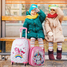 Load image into Gallery viewer, Gymax 2PC Kids Luggage Set 12'' Backpack & 16'' Rolling Suitcase for School Travel ABS