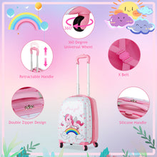 Load image into Gallery viewer, Gymax 2PC Kids Luggage Set 12'' Backpack & 16'' Rolling Suitcase for School Travel ABS