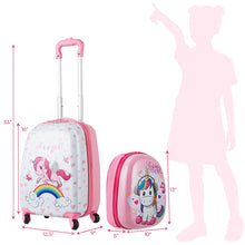 Load image into Gallery viewer, Gymax 2PC Kids Luggage Set 12'' Backpack & 16'' Rolling Suitcase for School Travel ABS