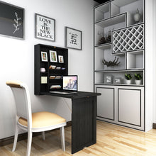 Load image into Gallery viewer, Gymax Wall Mounted Fold-Out Convertible Floating Desk Space Saver Writing Table Black