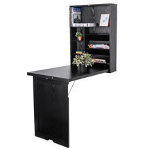 Load image into Gallery viewer, Gymax Wall Mounted Fold-Out Convertible Floating Desk Space Saver Writing Table Black