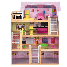 Load image into Gallery viewer, Gymax Kids Wood House Playset Doll Cottage Dollhouse w/ Furniture Children Gift Toy