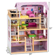 Load image into Gallery viewer, Gymax Kids Wood House Playset Doll Cottage Dollhouse w/ Furniture Children Gift Toy
