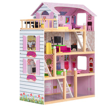 Load image into Gallery viewer, Gymax Kids Wood House Playset Doll Cottage Dollhouse w/ Furniture Children Gift Toy
