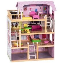 Load image into Gallery viewer, Gymax Kids Wood House Playset Doll Cottage Dollhouse w/ Furniture Children Gift Toy