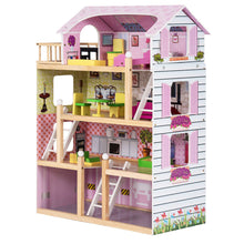 Load image into Gallery viewer, Gymax Kids Wood House Playset Doll Cottage Dollhouse w/ Furniture Children Gift Toy