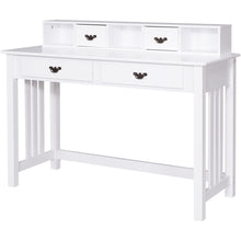 Load image into Gallery viewer, Gymax Writing Desk with Drawers and Removable Hutch Solid Wood Legs Concise Style