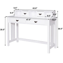 Load image into Gallery viewer, Gymax Writing Desk with Drawers and Removable Hutch Solid Wood Legs Concise Style