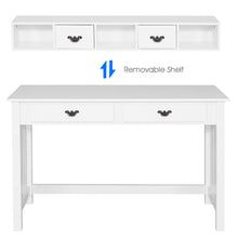 Load image into Gallery viewer, Gymax Writing Desk with Drawers and Removable Hutch Solid Wood Legs Concise Style