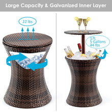 Load image into Gallery viewer, Gymax Rattan Style Outdoor Patio Cooler Table of Iron Frame Ice Bucket Deck Pool Party