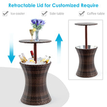 Load image into Gallery viewer, Gymax Rattan Style Outdoor Patio Cooler Table of Iron Frame Ice Bucket Deck Pool Party