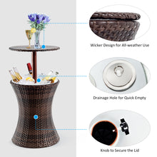 Load image into Gallery viewer, Gymax Rattan Style Outdoor Patio Cooler Table of Iron Frame Ice Bucket Deck Pool Party