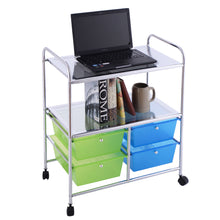 Load image into Gallery viewer, Gymax Rolling Storage Cart Metal Rack Shelf 4 Drawers Home Office Furniture