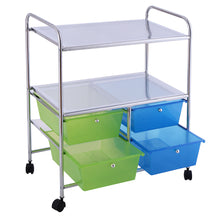 Load image into Gallery viewer, Gymax Rolling Storage Cart Metal Rack Shelf 4 Drawers Home Office Furniture