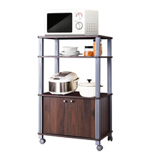Load image into Gallery viewer, Gymax Bakers Rack Microwave Stand Rolling Storage Cart Multi-functional Display Walnut