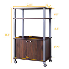 Load image into Gallery viewer, Gymax Bakers Rack Microwave Stand Rolling Storage Cart Multi-functional Display Walnut