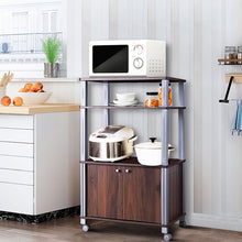 Load image into Gallery viewer, Gymax Bakers Rack Microwave Stand Rolling Storage Cart Multi-functional Display Walnut