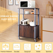 Load image into Gallery viewer, Gymax Bakers Rack Microwave Stand Rolling Storage Cart Multi-functional Display Walnut