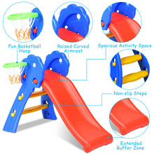 Load image into Gallery viewer, Gymax 2 Step Children Folding Slide w/ Basketball Hoop For Kids Indoor & Outdoor