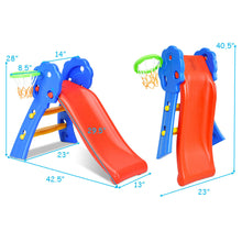 Load image into Gallery viewer, Gymax 2 Step Children Folding Slide w/ Basketball Hoop For Kids Indoor & Outdoor