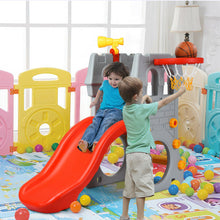 Load image into Gallery viewer, Gymax 2-Step Children Castle Slide Basketball Hoop and Telescope Toy Indoor & Outdoor
