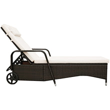 Load image into Gallery viewer, Gymax Cushioned Outdoor Wicker Chaise Lounge Chair w/ Wheel Adjustable Backrest