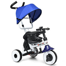 Load image into Gallery viewer, Gymax 4-In-1 Blue Kids Baby Stroller Tricycle Detachable Learning Toy Bike
