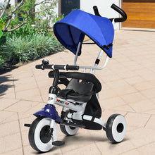 Load image into Gallery viewer, Gymax 4-In-1 Blue Kids Baby Stroller Tricycle Detachable Learning Toy Bike
