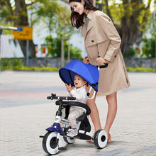 Load image into Gallery viewer, Gymax 4-In-1 Blue Kids Baby Stroller Tricycle Detachable Learning Toy Bike