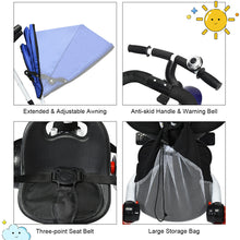 Load image into Gallery viewer, Gymax 4-In-1 Blue Kids Baby Stroller Tricycle Detachable Learning Toy Bike