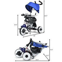 Load image into Gallery viewer, Gymax 4-In-1 Blue Kids Baby Stroller Tricycle Detachable Learning Toy Bike