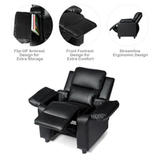 Load image into Gallery viewer, Gymax Deluxe Padded Kids Sofa Armchair Recliner Headrest Children w/ Storage Arm Black