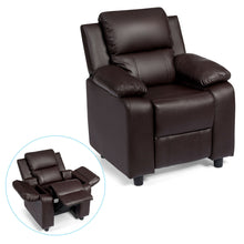 Load image into Gallery viewer, Gymax Deluxe Padded Kids Sofa Armchair Recliner Headrest Children w/ Storage Arm Brown
