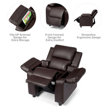 Load image into Gallery viewer, Gymax Deluxe Padded Kids Sofa Armchair Recliner Headrest Children w/ Storage Arm Brown