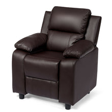 Load image into Gallery viewer, Gymax Deluxe Padded Kids Sofa Armchair Recliner Headrest Children w/ Storage Arm Brown