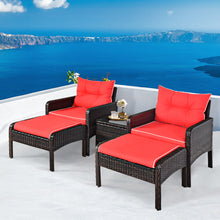 Load image into Gallery viewer, Gymax 5PCS Patio Set Sectional Rattan Wicker Furniture Set w/ Red Cushion