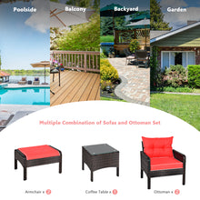 Load image into Gallery viewer, Gymax 5PCS Patio Set Sectional Rattan Wicker Furniture Set w/ Red Cushion