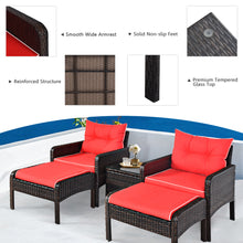 Load image into Gallery viewer, Gymax 5PCS Patio Set Sectional Rattan Wicker Furniture Set w/ Red Cushion