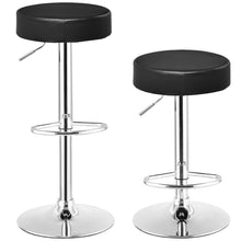 Load image into Gallery viewer, Gymax Set of 2 Adjustable Round Leather Seat Hydraulic Swivel Bar Stool Black