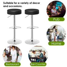 Load image into Gallery viewer, Gymax Set of 2 Adjustable Round Leather Seat Hydraulic Swivel Bar Stool Black