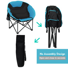 Load image into Gallery viewer, Gymax Moon Saucer Steel Camping Chair Folding Padded Seat w/ Carry Bag