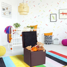 Load image into Gallery viewer, Gymax Storage Box Ottoman Square Seat Foot Stool Chair Cube Hinge Top Brown
