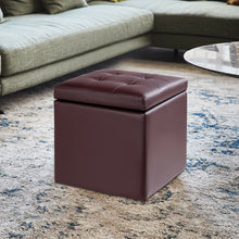 Load image into Gallery viewer, Gymax Storage Box Ottoman Square Seat Foot Stool Chair Cube Hinge Top Brown