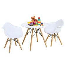 Load image into Gallery viewer, Gymax 3 Piece Kids Round Table Chair Set with 2 Arm Chairs White
