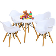 Load image into Gallery viewer, Gymax 5 PC Kids Round Table Chair Set with 4 Arm Chairs White