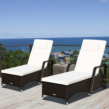 Load image into Gallery viewer, Gymax 2PCS Cushioned Outdoor Wicker Chaise Lounge Chair w/ Wheel Adjustable Backrest
