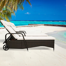 Load image into Gallery viewer, Gymax 2PCS Cushioned Outdoor Wicker Chaise Lounge Chair w/ Wheel Adjustable Backrest