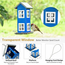 Load image into Gallery viewer, Gymax Outdoor Wild Bird Feeder Weatherproof House Design Garden Yard Decoration Blue