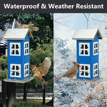 Load image into Gallery viewer, Gymax Outdoor Wild Bird Feeder Weatherproof House Design Garden Yard Decoration Blue